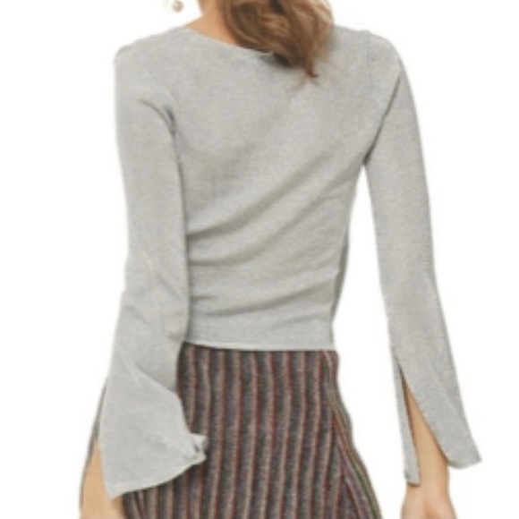 Topshop Silver Wrap Knit Top - Picture 2 of 7